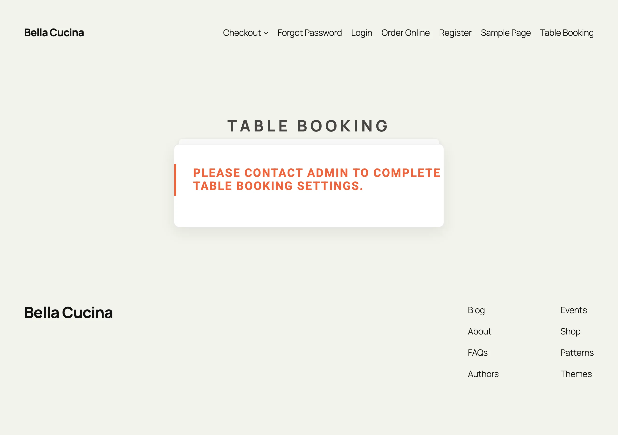 The reservation form on the Table Booking page
